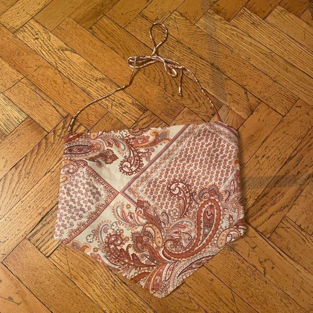 Cotton Candy LA Paisley Scarf Tie Top
